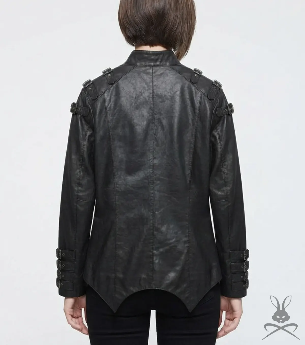 Womens Halloween Black Leather Jacket back