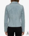 Womens Izzy Capri Blue Suede Moto Jacket back