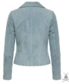 Womens Izzy Capri Blue Suede Moto Jacket back view