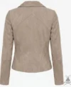 Womens Izzy Grey Taupe Suede Moto Jacket back view