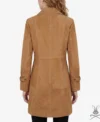 Womens Mia Tobacco Suede Leather Trench Coat back