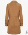 Womens Mia Tobacco Suede Leather Trench Coat back view