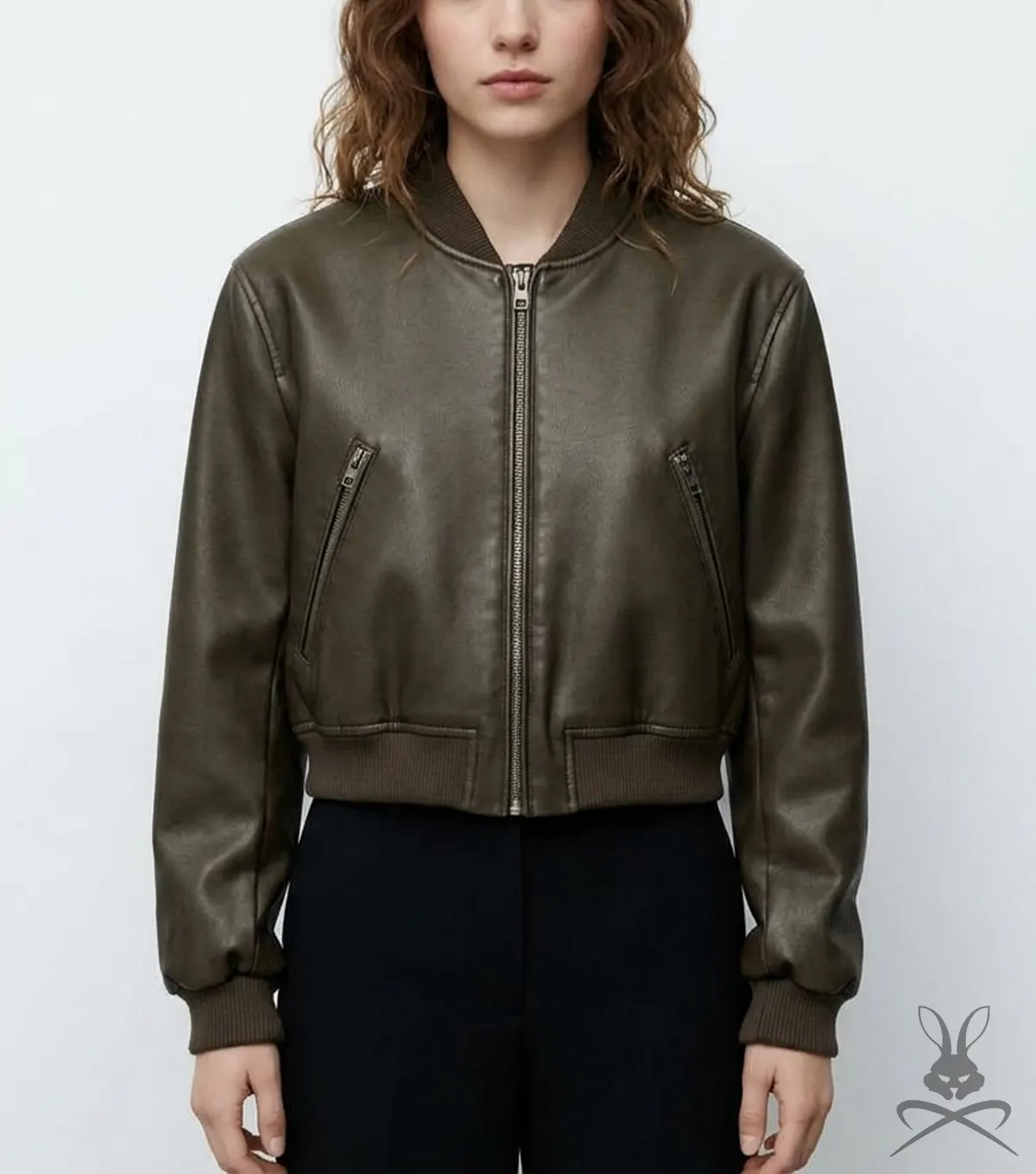 Womens Olive Aviator A1 Real Leather Bomber Jacket