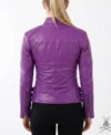 Womens Purple Genuine Leather Brando Jacket back