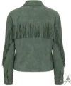 Womens Suede Leather Jacket with Western Fringe back view