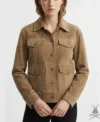 Womens Suede Leather Trucker Jacket