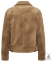Womens Suede Leather Trucker Jacket back view