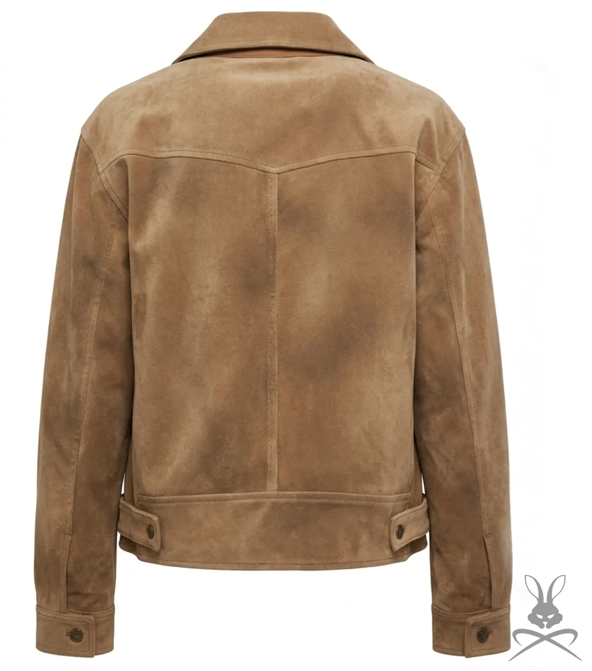 Womens Suede Leather Trucker Jacket back view
