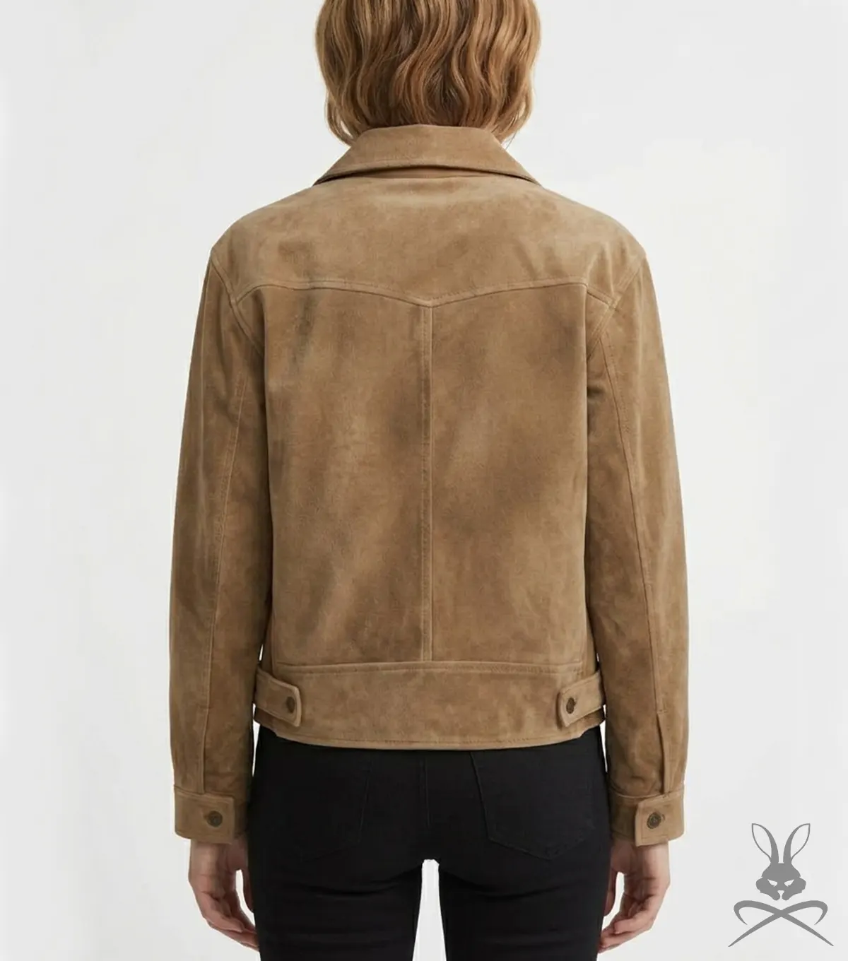 Womens Suede Leather Trucker Jacket back