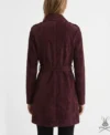 Womens Wynn Burgundy Suede Fringe Leather Coat back