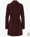 Womens Wynn Burgundy Suede Fringe Leather Coat back view
