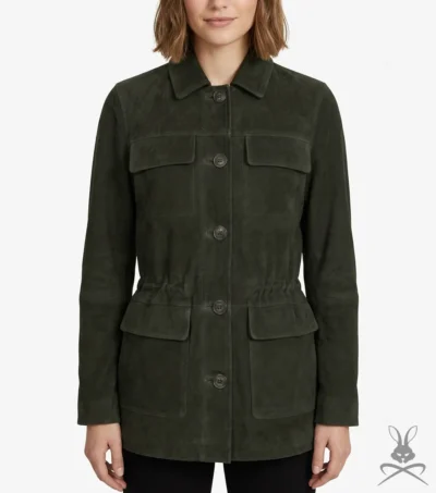 Womens Zola Olive Suede Leather Jacket