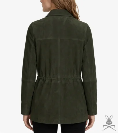 Womens Zola Olive Suede Leather Jacket back
