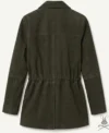 Womens Zola Olive Suede Leather Jacket back view
