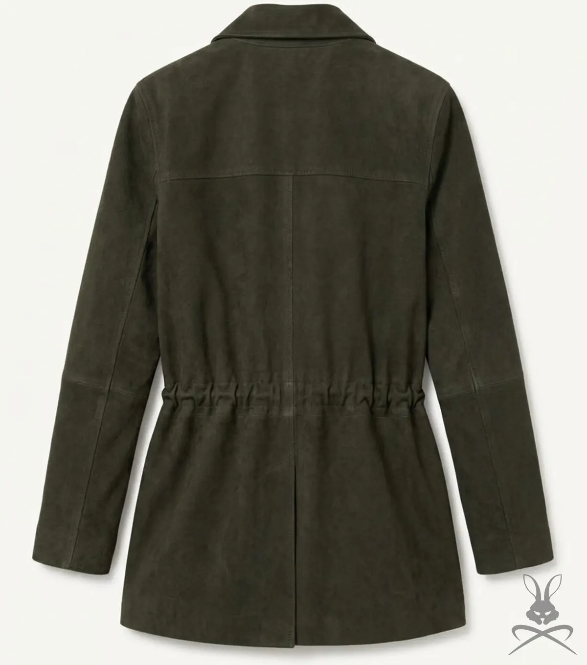 Womens Zola Olive Suede Leather Jacket back view