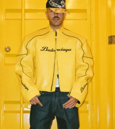 Yellow Balenciaga Feid Leather Jacket